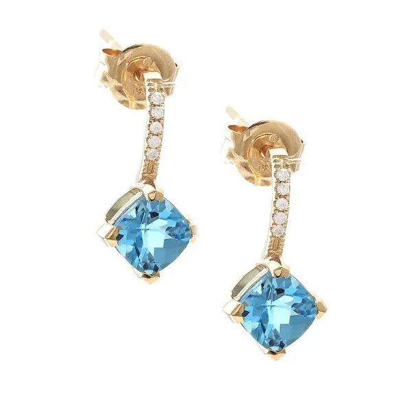 Blue Topaz and Diamond Drop Earrings Harris Jeweler Troy, OH