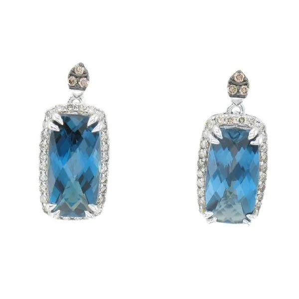 Le Vian Blue Topaz and Chocolate Diamond Earrings Harris Jeweler Troy, OH