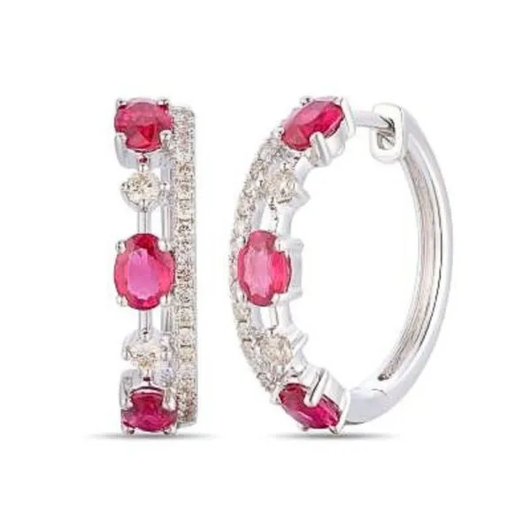 Le Vian Ruby and Diamond Hoop Earrings Harris Jeweler Troy, OH