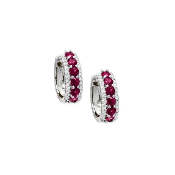 Ruby and Diamond Hoop Earrings Harris Jeweler Troy, OH
