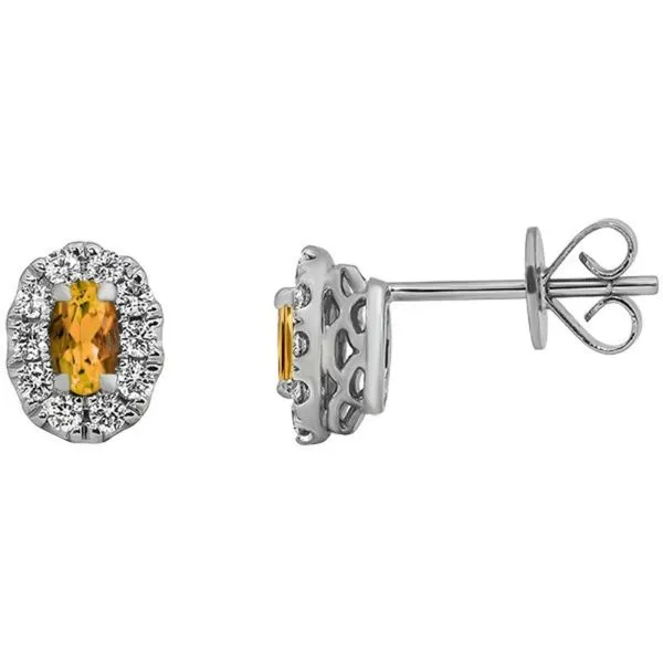 Citrine and Diamond Halo-style Earrings Harris Jeweler Troy, OH