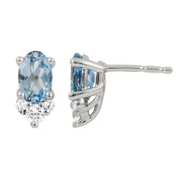 Aquamarine and Diamod Stud Earrings Harris Jeweler Troy, OH