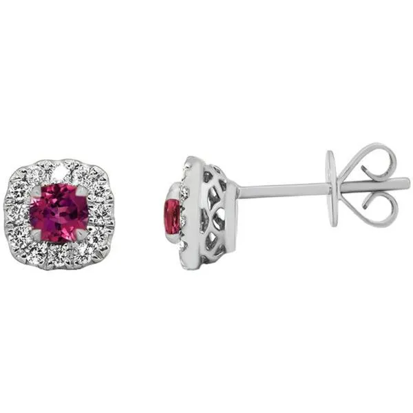 Pink Tourmaling and Diamond Halo Stud Earrings Harris Jeweler Troy, OH