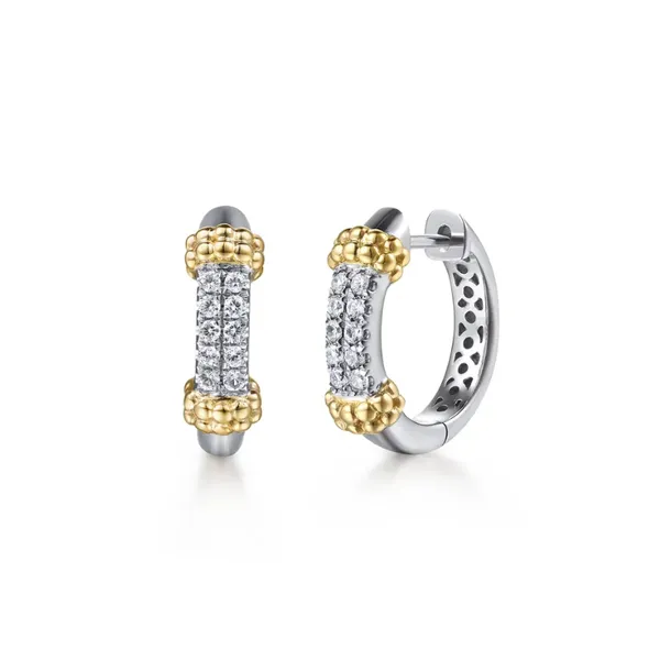 Gabriel & Company Bujukan White Sapphire Huggie Hoop Earrings Harris Jeweler Troy, OH