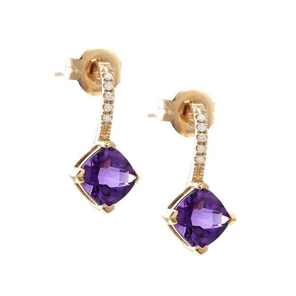 Amethyst and Diamodn Drop Earrings Harris Jeweler Troy, OH