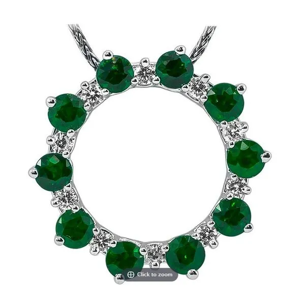 Emerald and Diamond Circle-Style Pendant Harris Jeweler Troy, OH