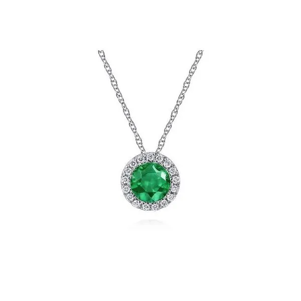 Emerald and Diamond Halo-Style Pendant Harris Jeweler Troy, OH