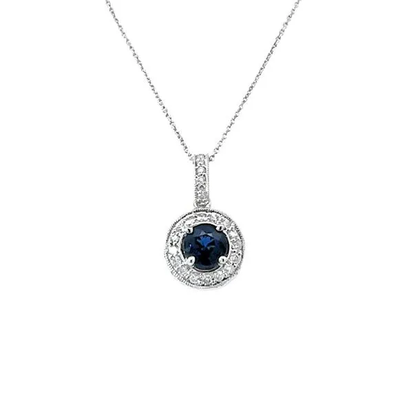 Sapphire and Diamond Halo-Style Pendant Harris Jeweler Troy, OH