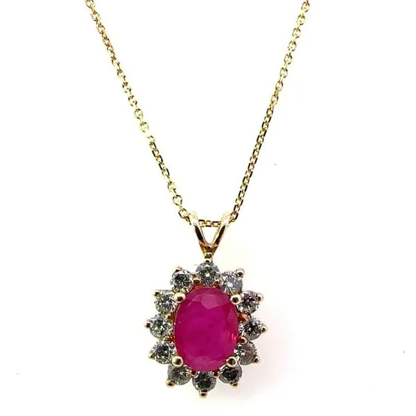 Ruby and Diamond Halo-Style Pendant Harris Jeweler Troy, OH