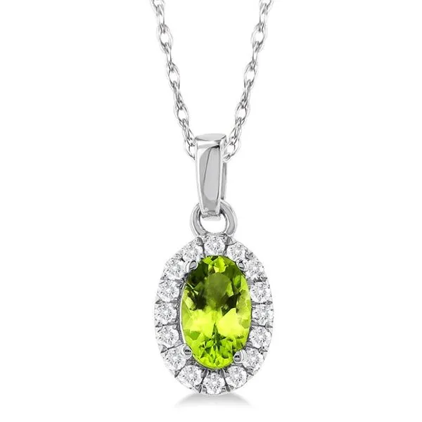 Peridot and Diamond Halo-Style Pendant - August Birthstone Harris Jeweler Troy, OH