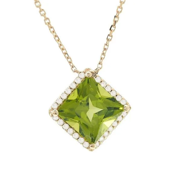 Peridot and Diamond Halo-Style Necklace Harris Jeweler Troy, OH