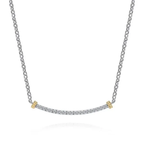 Gabriel & Company Bujukan White Sapphire Bar Necklace Harris Jeweler Troy, OH