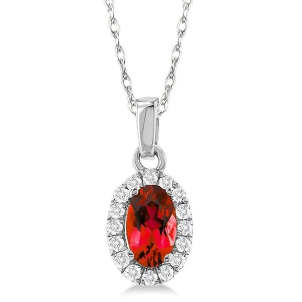 Ruby and Diamond Halo-Style Pendant - July Birthstone Harris Jeweler Troy, OH
