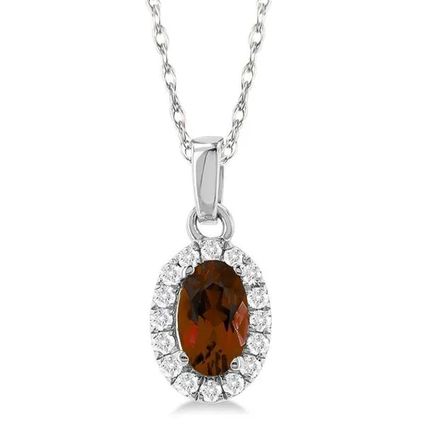Garnet and Diamond Halo-Style Pendant - January Birthstone Harris Jeweler Troy, OH