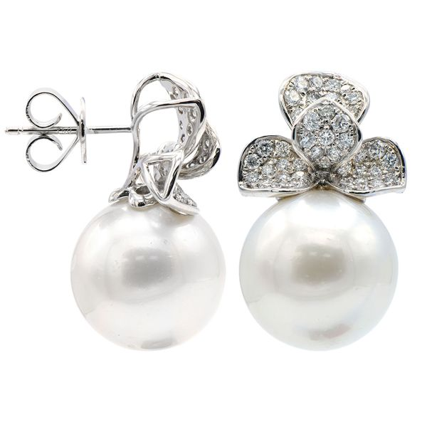 South Sea Pearl and Diamond Earrings Harris Jeweler Troy, OH
