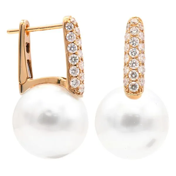 South Sea Pearl and Diamond Drop Earrings Harris Jeweler Troy, OH