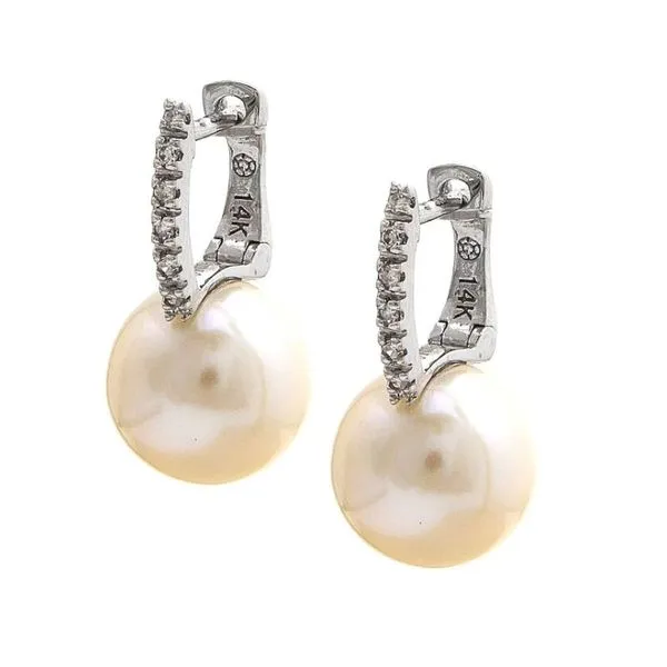 Pearl and Diamond Drop Earrings Harris Jeweler Troy, OH