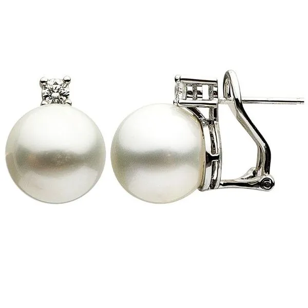 South Sea Pearl and Diamond Stud Earrings Harris Jeweler Troy, OH
