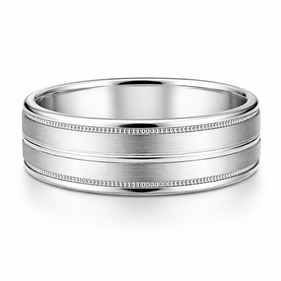 CROWN 14K White Gold Gold Men's Wedding Band Harris Jeweler Troy, OH