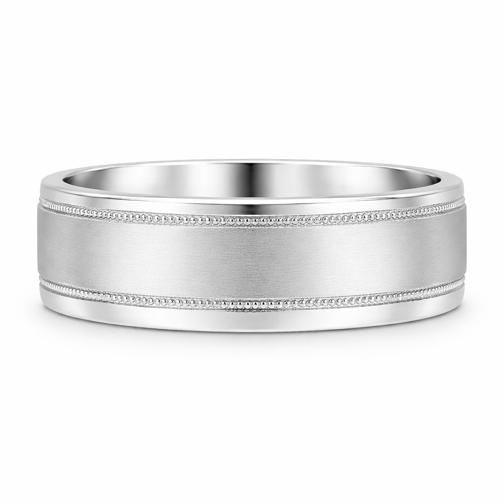 CROWN 14K White Gold Gold Men's Wedding Band Harris Jeweler Troy, OH