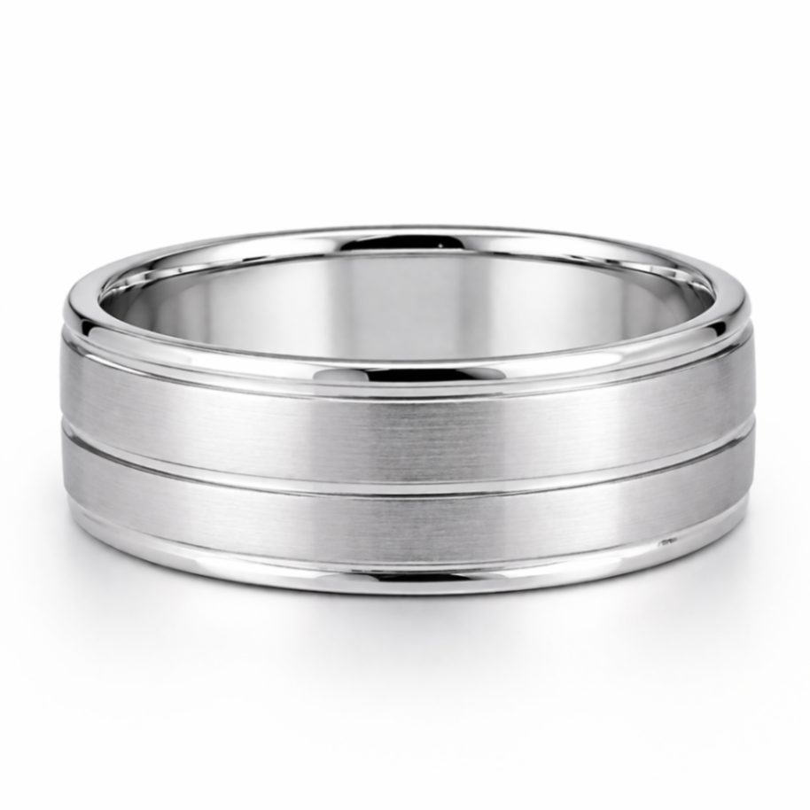 CROWN 14K White Gold Gold Men's Wedding Band Harris Jeweler Troy, OH