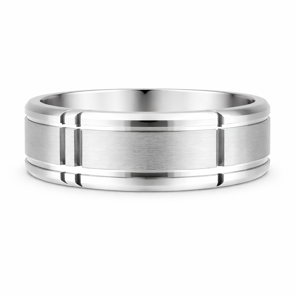 CROWN 14K White Gold Gold Men's Wedding Band Harris Jeweler Troy, OH