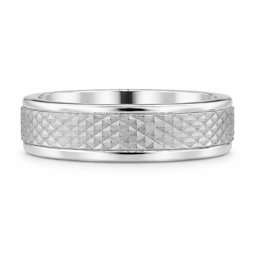 CROWN 14K White Gold Gold Men's Wedding Band Harris Jeweler Troy, OH