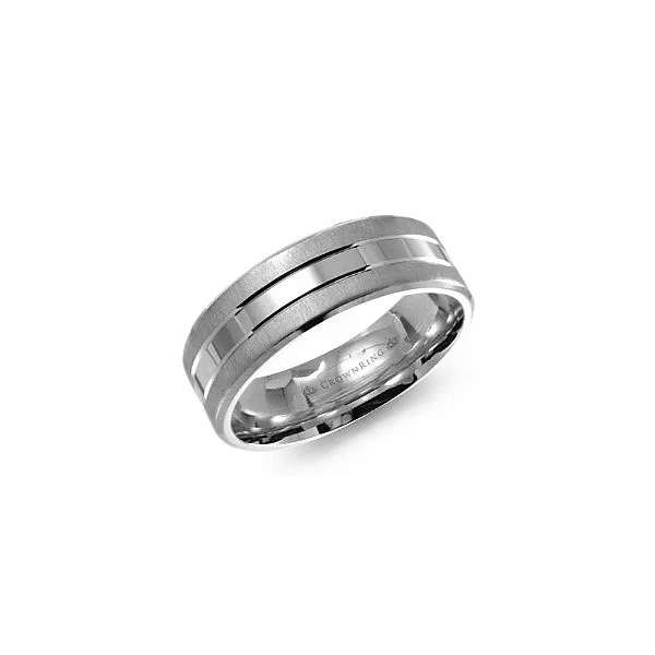 14K White Gold 7MM Wedding Band Harris Jeweler Troy, OH
