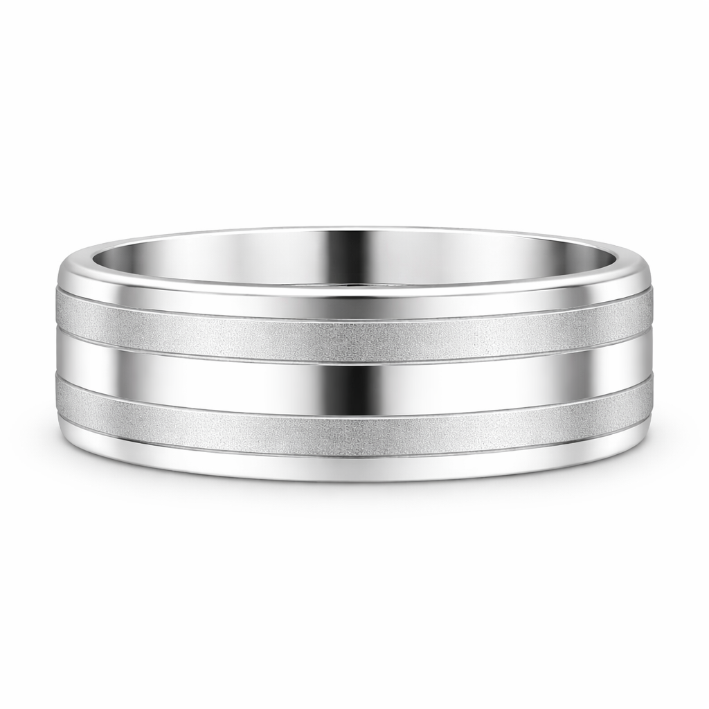 CROWN 14K White Gold Gold Men's Wedding Band Harris Jeweler Troy, OH