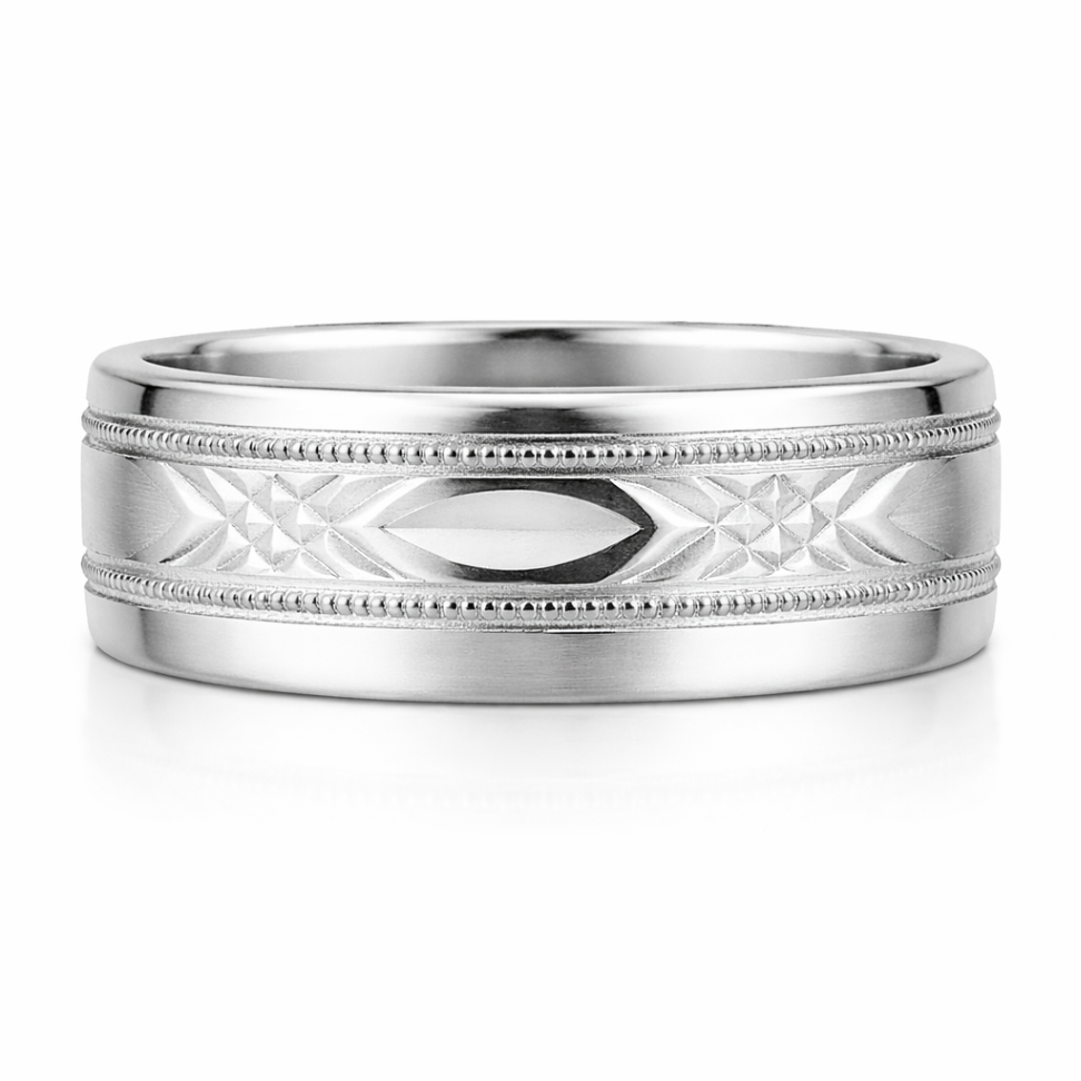 CROWN 14K White Gold Gold Men's Wedding Band Harris Jeweler Troy, OH