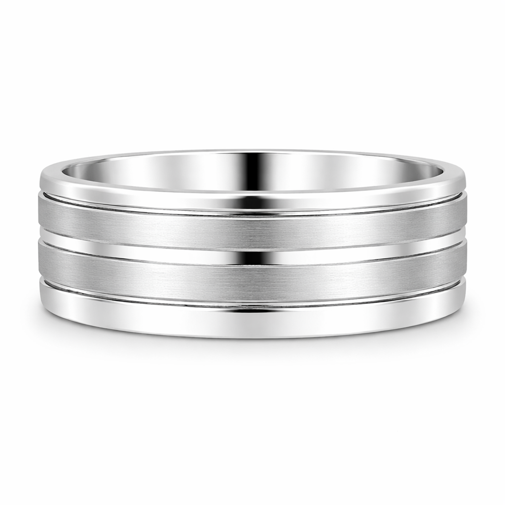 CROWN 14K White Gold Gold Men's Wedding Band Harris Jeweler Troy, OH