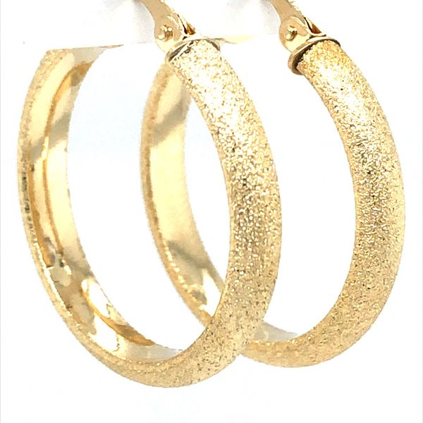 14K Yellow Gold Glitter Hoop Earrings Harris Jeweler Troy, OH