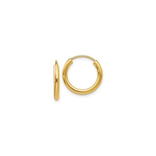 14K Yellow Gold Endless Hoop Earrings Harris Jeweler Troy, OH