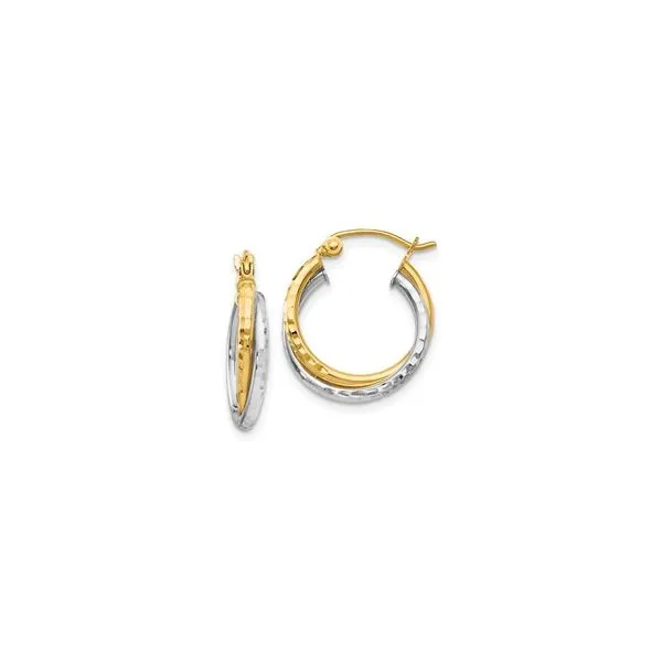 Gold Two-Tone Twisted Hoop Earrings Harris Jeweler Troy, OH