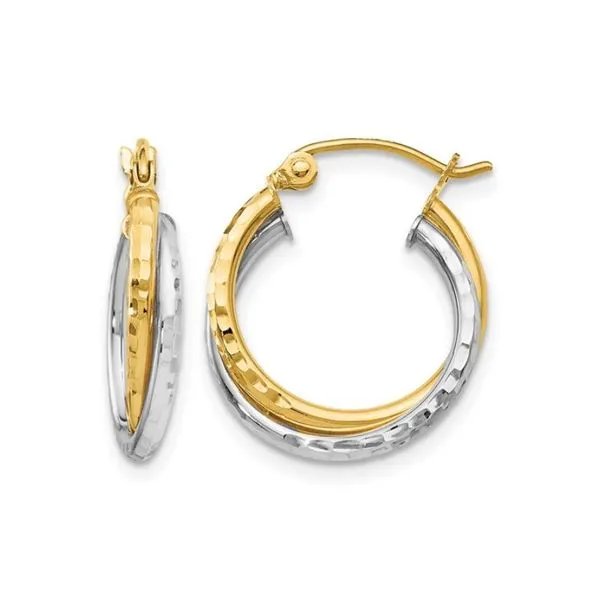 Gold Two-Tone Twisted Hoop Earrings Harris Jeweler Troy, OH