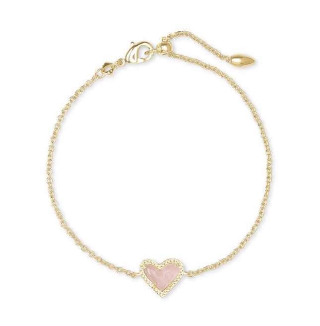 Kendra Scott Ari Heart Necklace in Rose Quartz Harris Jeweler Troy, OH