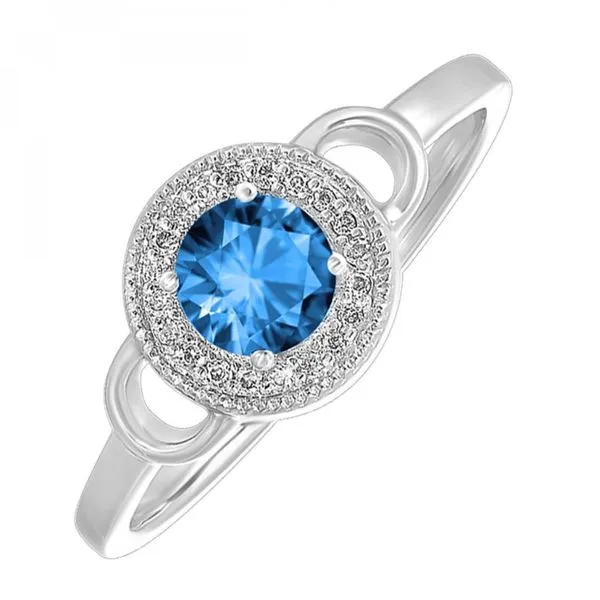 Blue Topaz and Diamond Halo-Style Ring - December Birthstone Harris Jeweler Troy, OH