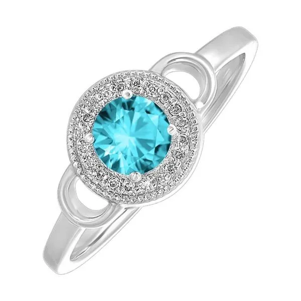 Aquamarine and Diamond Halo-Style Ring - March Birthstone Harris Jeweler Troy, OH