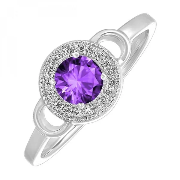 Amethyst and Diamond Halo-Style Ring - February Birthstone Harris Jeweler Troy, OH