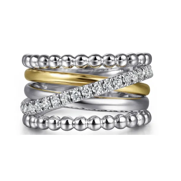 Gabriel & Co Two-Stone Bujukan Crossover Ring Harris Jeweler Troy, OH