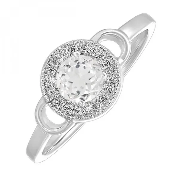 Topaz and Diamond Halo-Style Ring - April Birthstone Harris Jeweler Troy, OH
