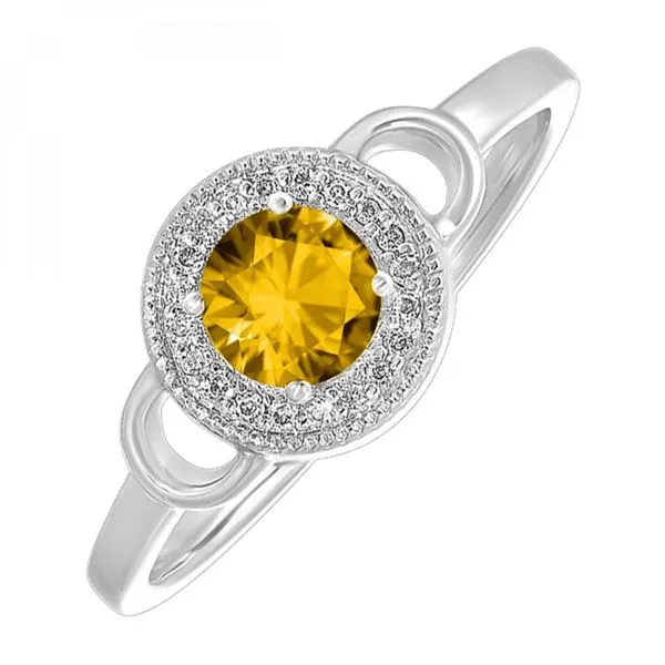 Citrine and Diamond Halo-Style Ring - November Birthstone Harris Jeweler Troy, OH