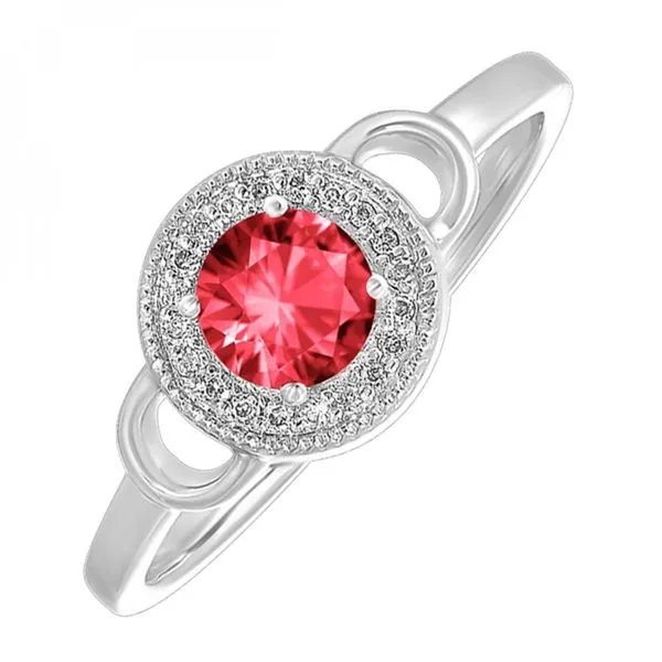 Ruby and Diamond Halo-Style Ring - July Birthstone Harris Jeweler Troy, OH
