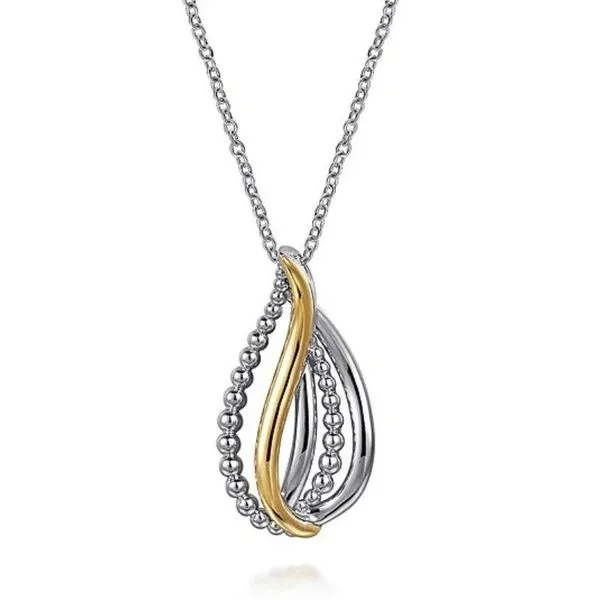 Gabriel & Co Bujukan Two-Tone Teardrop Necklace Harris Jeweler Troy, OH