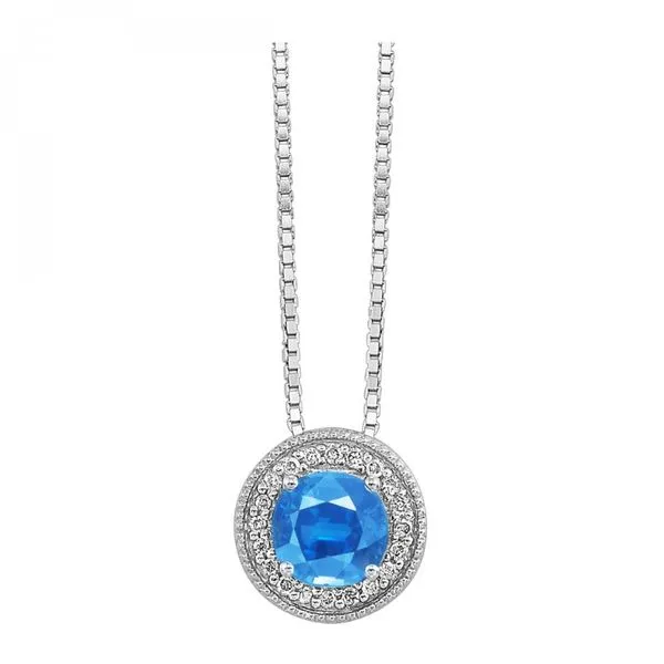 Blue Topaz and Diamond Birthstone Pendant - December Birthstone Harris Jeweler Troy, OH