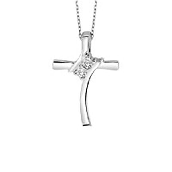 Silver and Diamond Cross Necklace Harris Jeweler Troy, OH