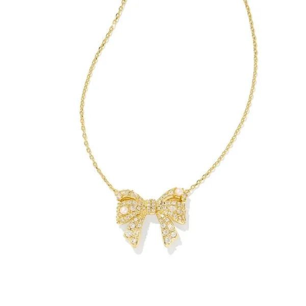 Kendra Scott Krista Bow Pendant in White Mix Harris Jeweler Troy, OH