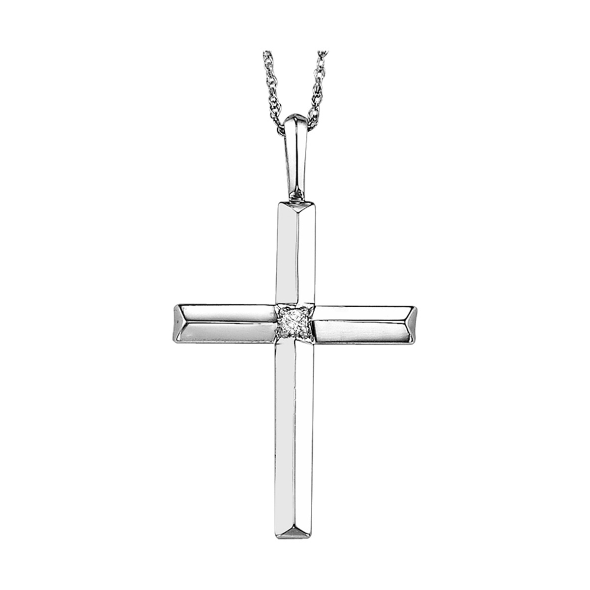 Silver and Diamond Cross Necklace Harris Jeweler Troy, OH