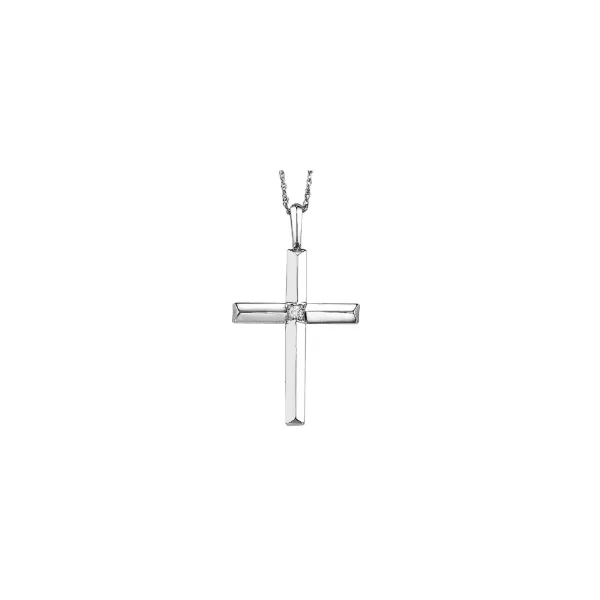 Silver and Diamond Cross Necklace Harris Jeweler Troy, OH
