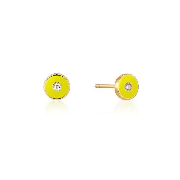 Ania Haie Neon Yellow Enamel Stud Earrings Harris Jeweler Troy, OH